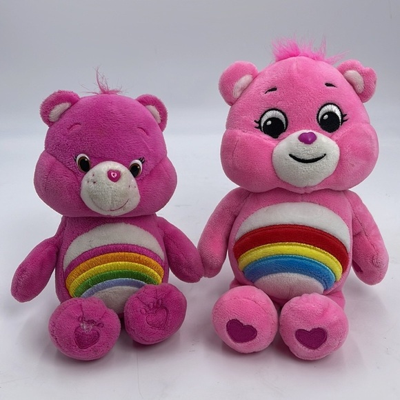 Care Bears Other - 2 Pcs Care Bears Cheer Bear Pink Rainbow Plush 10” & 8”
